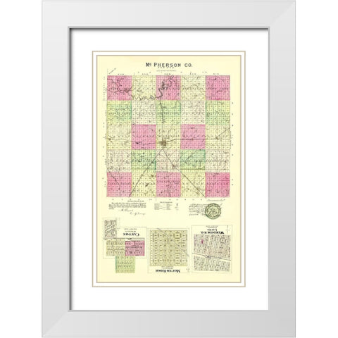 Mcpherson Kansas - Everts 1887 White Modern Wood Framed Art Print with Double Matting by Everts