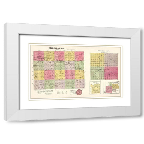 Mitchell Kansas - Everts 1887 White Modern Wood Framed Art Print with Double Matting by Everts