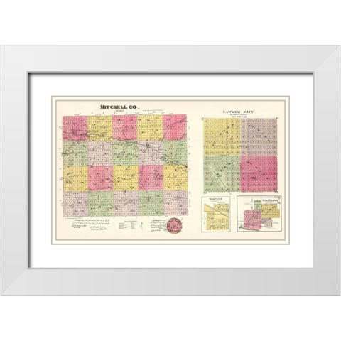 Mitchell Kansas - Everts 1887 White Modern Wood Framed Art Print with Double Matting by Everts
