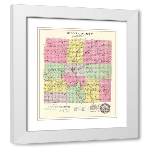 Miami Kansas - Everts 1887 White Modern Wood Framed Art Print with Double Matting by Everts
