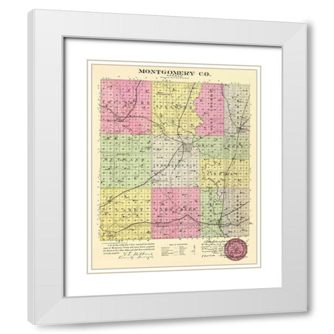 Montgomery Kansas - Everts 1887 White Modern Wood Framed Art Print with Double Matting by Everts