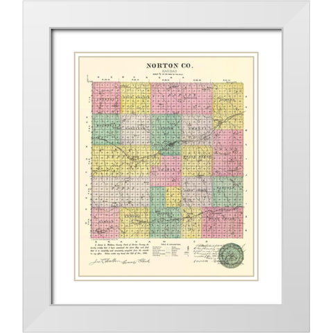 Norton Kansas - Everts 1887 White Modern Wood Framed Art Print with Double Matting by Everts