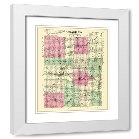 Osage Kansas - Everts 1887 White Modern Wood Framed Art Print with Double Matting by Everts