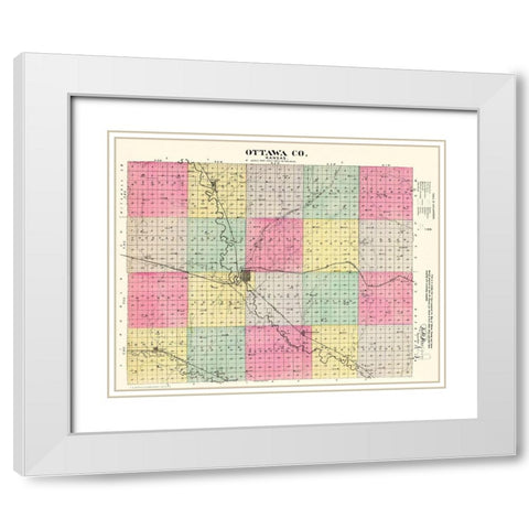 Ottawa Kansas - Everts 1887 White Modern Wood Framed Art Print with Double Matting by Everts