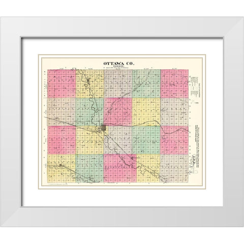 Ottawa Kansas - Everts 1887 White Modern Wood Framed Art Print with Double Matting by Everts