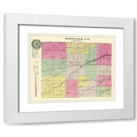 Rawlins Kansas - Everts 1887 White Modern Wood Framed Art Print with Double Matting by Everts