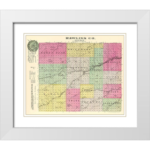 Rawlins Kansas - Everts 1887 White Modern Wood Framed Art Print with Double Matting by Everts