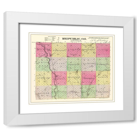 Republic Kansas - Everts 1887 White Modern Wood Framed Art Print with Double Matting by Everts
