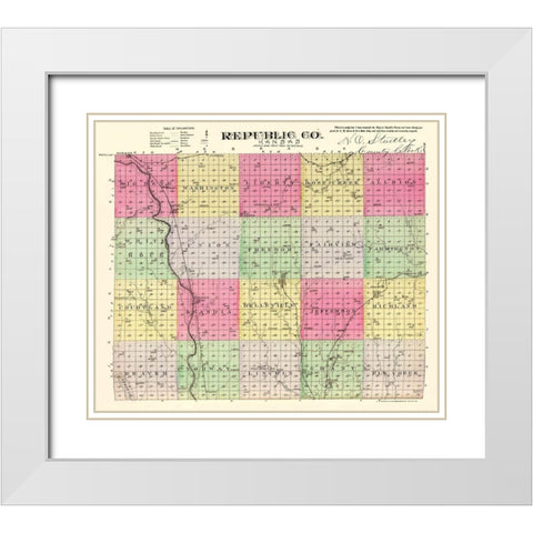 Republic Kansas - Everts 1887 White Modern Wood Framed Art Print with Double Matting by Everts