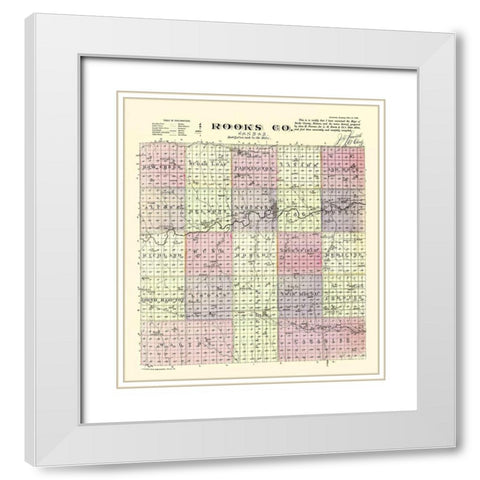 Rooks Kansas - Everts 1887 White Modern Wood Framed Art Print with Double Matting by Everts