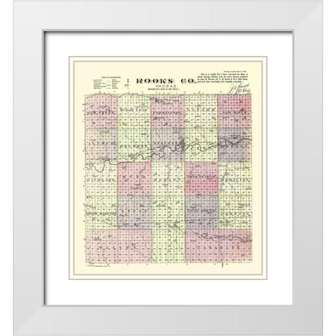 Rooks Kansas - Everts 1887 White Modern Wood Framed Art Print with Double Matting by Everts