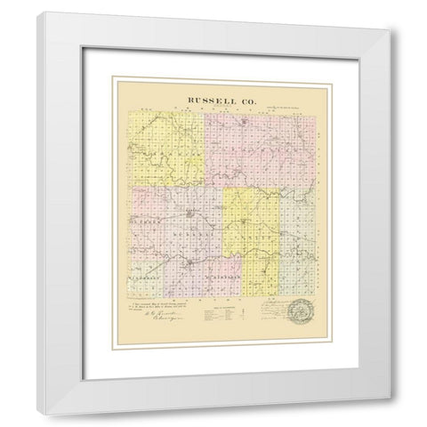 Russell Kansas - Everts 1887 White Modern Wood Framed Art Print with Double Matting by Everts