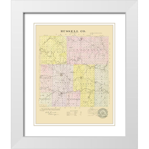 Russell Kansas - Everts 1887 White Modern Wood Framed Art Print with Double Matting by Everts