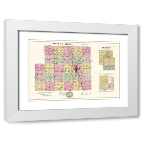 Sedgwick Kansas - Everts 1887 White Modern Wood Framed Art Print with Double Matting by Everts