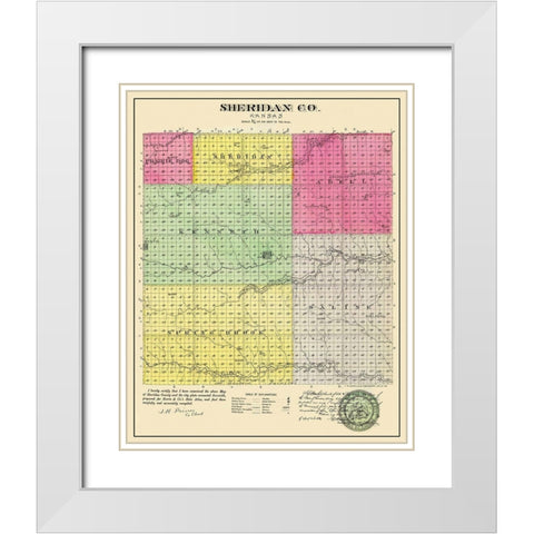 Sheridan Kansas - Everts 1886 White Modern Wood Framed Art Print with Double Matting by Everts