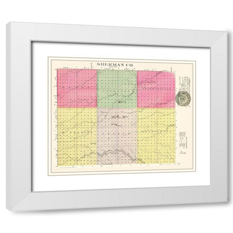Sherman Kansas - Everts 1887 White Modern Wood Framed Art Print with Double Matting by Everts