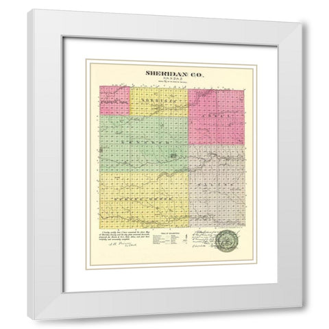 Sheridan Kansas - Everts 1887 White Modern Wood Framed Art Print with Double Matting by Everts