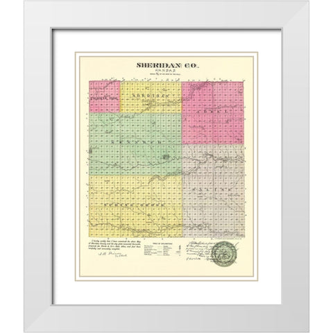 Sheridan Kansas - Everts 1887 White Modern Wood Framed Art Print with Double Matting by Everts