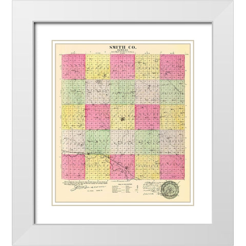 Smith Kansas - Everts 1887 White Modern Wood Framed Art Print with Double Matting by Everts