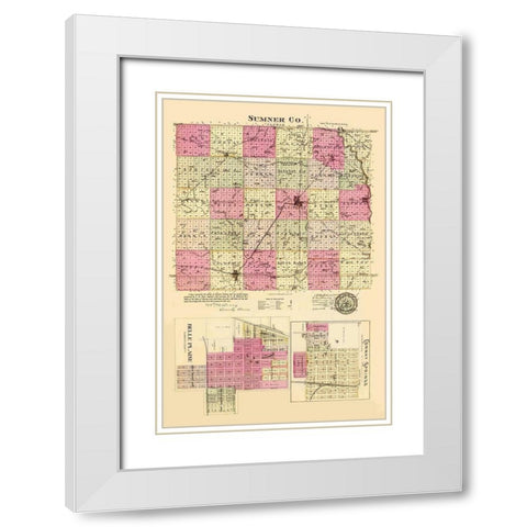 Sumner Kansas - Everts 1887 White Modern Wood Framed Art Print with Double Matting by Everts