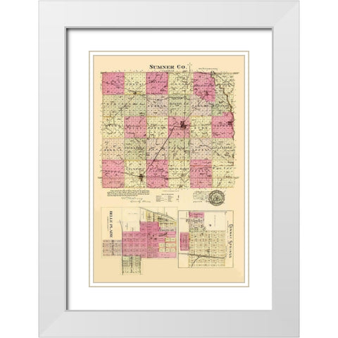 Sumner Kansas - Everts 1887 White Modern Wood Framed Art Print with Double Matting by Everts