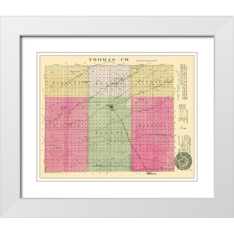 Thomas Kansas - Everts 1887 White Modern Wood Framed Art Print with Double Matting by Everts