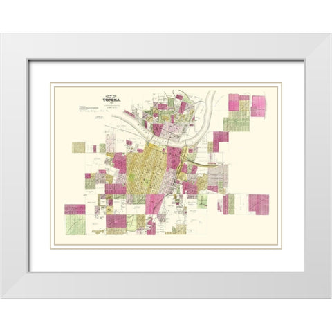 Topeka Kansas Landowner - Everts 1887 White Modern Wood Framed Art Print with Double Matting by Everts