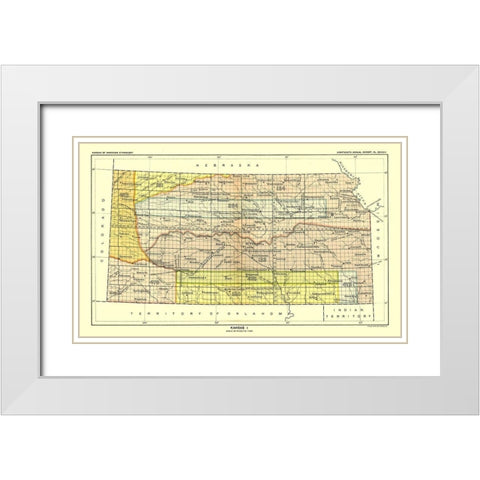 Kansas - Topeka - Hoen 1896 White Modern Wood Framed Art Print with Double Matting by Hoen