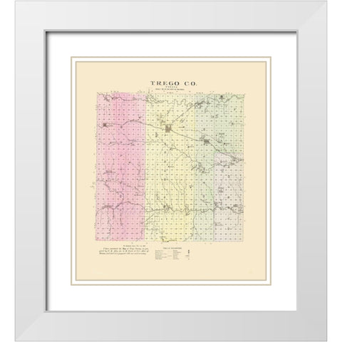 Trego Kansas - Everts 1887 White Modern Wood Framed Art Print with Double Matting by Everts