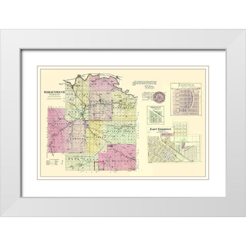 Wabaunsee Kansas - Everts 1887 White Modern Wood Framed Art Print with Double Matting by Everts