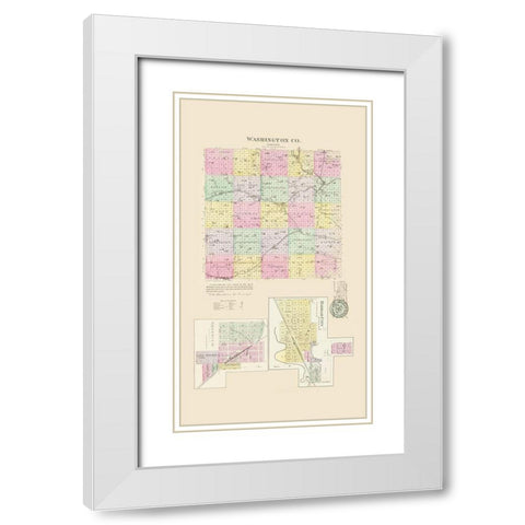 Washington Kansas - Everts 1887 White Modern Wood Framed Art Print with Double Matting by Everts