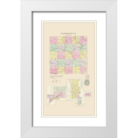 Washington Kansas - Everts 1887 White Modern Wood Framed Art Print with Double Matting by Everts