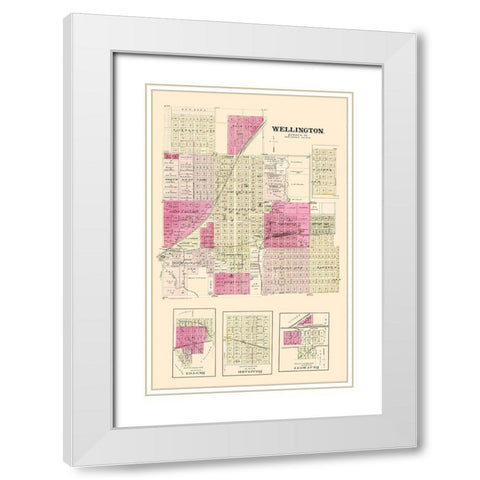 Wellington Kansas Landowner - Everts 1887 White Modern Wood Framed Art Print with Double Matting by Everts