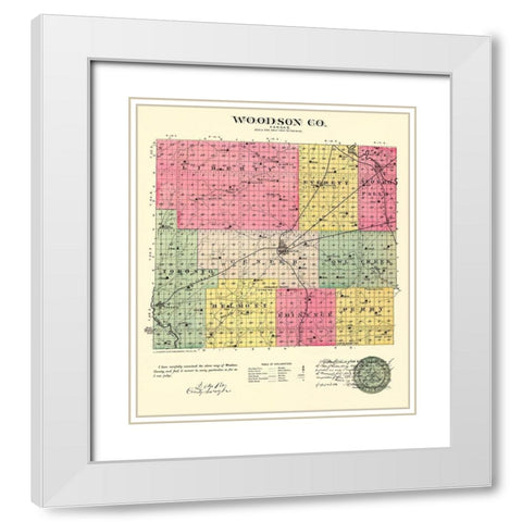 Woodson Kansas - Everts 1887 White Modern Wood Framed Art Print with Double Matting by Everts