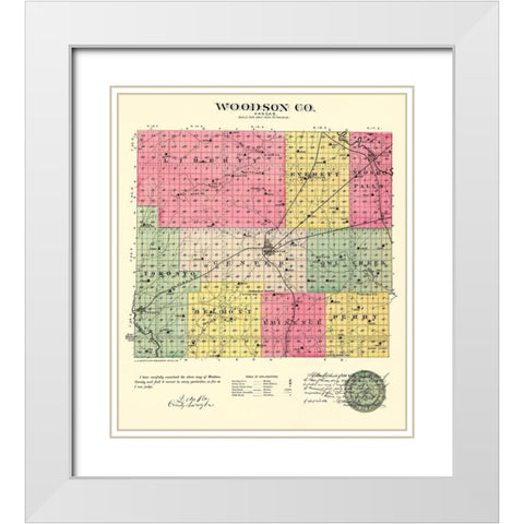 Woodson Kansas - Everts 1887 White Modern Wood Framed Art Print with Double Matting by Everts