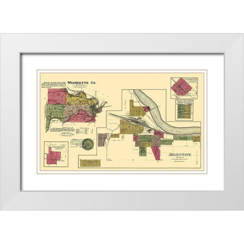 Wyandotte Kansas Landowner - Everts 1878 White Modern Wood Framed Art Print with Double Matting by Everts