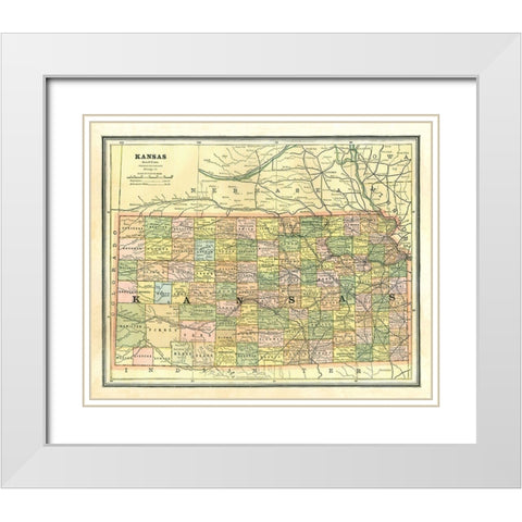 Kansas - Cram 1886 White Modern Wood Framed Art Print with Double Matting by Cram