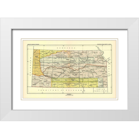 Kansas - Bureau of American Ethnology 1896 White Modern Wood Framed Art Print with Double Matting by Bureau of American Ethnology