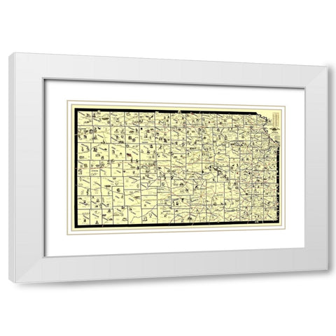 Kansas Railroad Routes - McEwen 1897 White Modern Wood Framed Art Print with Double Matting by McEwen