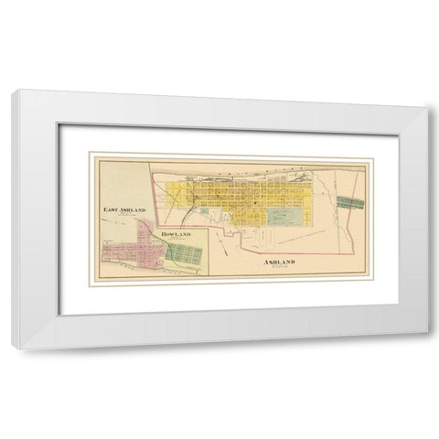 Ashland Kentucky - Hayes 1877 White Modern Wood Framed Art Print with Double Matting by Hayes