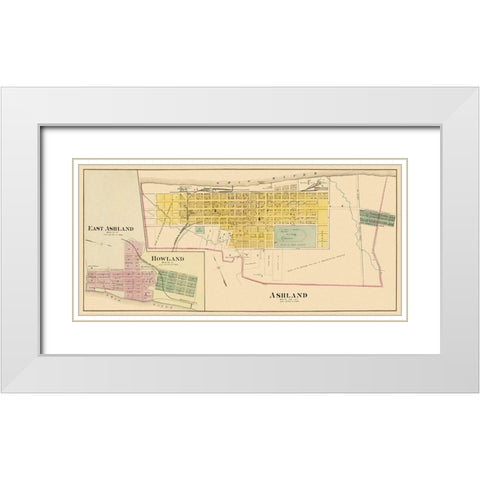 Ashland Kentucky - Hayes 1877 White Modern Wood Framed Art Print with Double Matting by Hayes