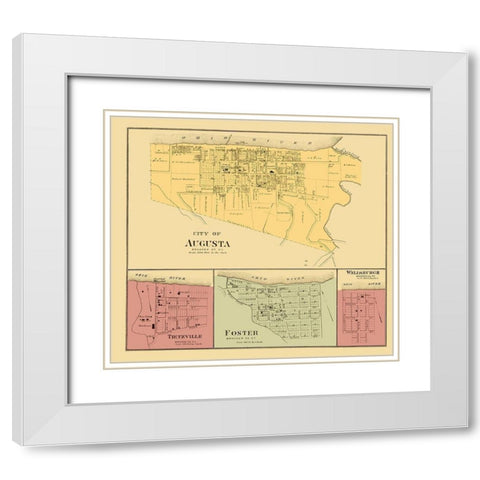 Augusta, Tietzville, Foster, Wellsburgh Kentucky White Modern Wood Framed Art Print with Double Matting by Hayes