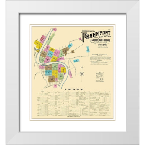 Frankfort Kentucky - Sanborn 1907 White Modern Wood Framed Art Print with Double Matting by Sanborn