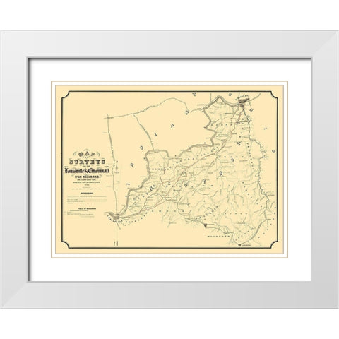 Louisville Cincinnati Railroad Kentucky - St John 1866  White Modern Wood Framed Art Print with Double Matting by St John