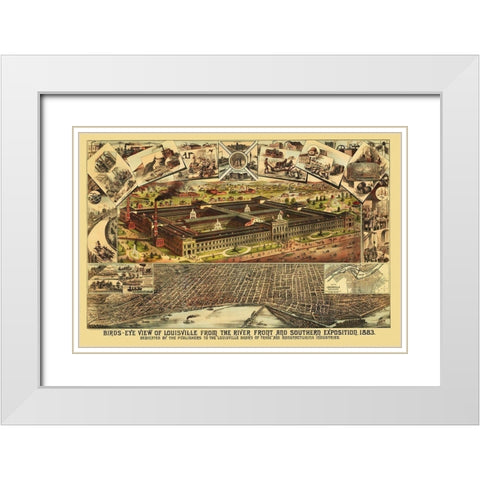 Louisville Kentucky - Clarke 1883 White Modern Wood Framed Art Print with Double Matting by Clarke