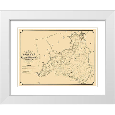 Louisville and Cincinnati Railroad - St John 1866 White Modern Wood Framed Art Print with Double Matting by St John