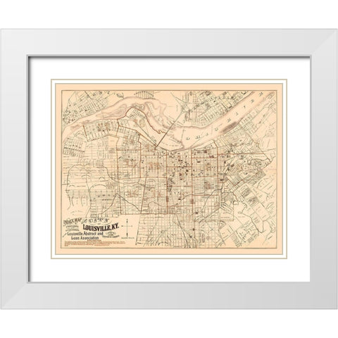 Louisville Kentucky - Breckenridge 1879  White Modern Wood Framed Art Print with Double Matting by Brakenridge