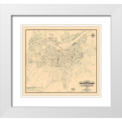 Louisville Kentucky - Coghlan 1873  White Modern Wood Framed Art Print with Double Matting by Coghlan