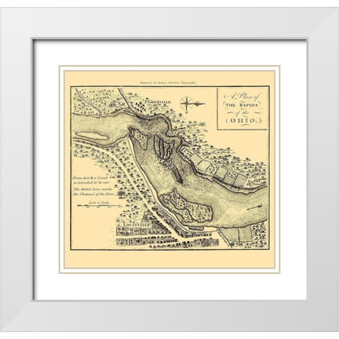 Ohio River Rapids - Debrett 1797 White Modern Wood Framed Art Print with Double Matting by Debrett