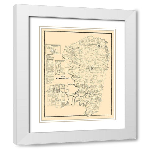 Woodford County Kentucky - Beers 1970  White Modern Wood Framed Art Print with Double Matting by Beers